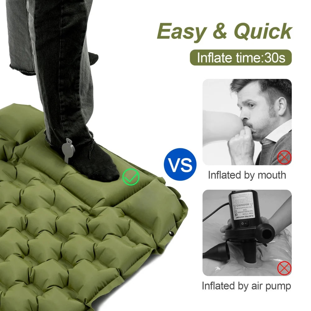 Night Cat Inflatable Sleeping Pad With Foot Pump For Camping