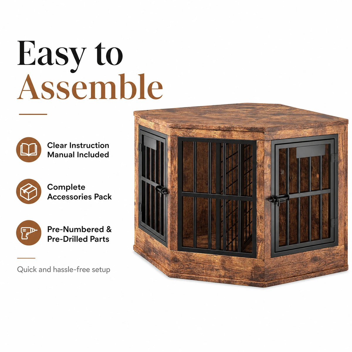 Modern Corner Dog Crate Furniture Decorative Pet TV Stand
