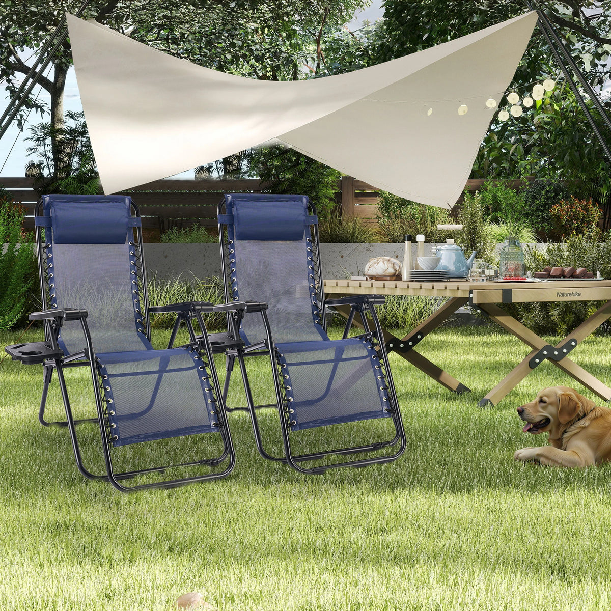 JHK Zero Gravity Outdoor Recliner Chairs With Cup Holder Trays