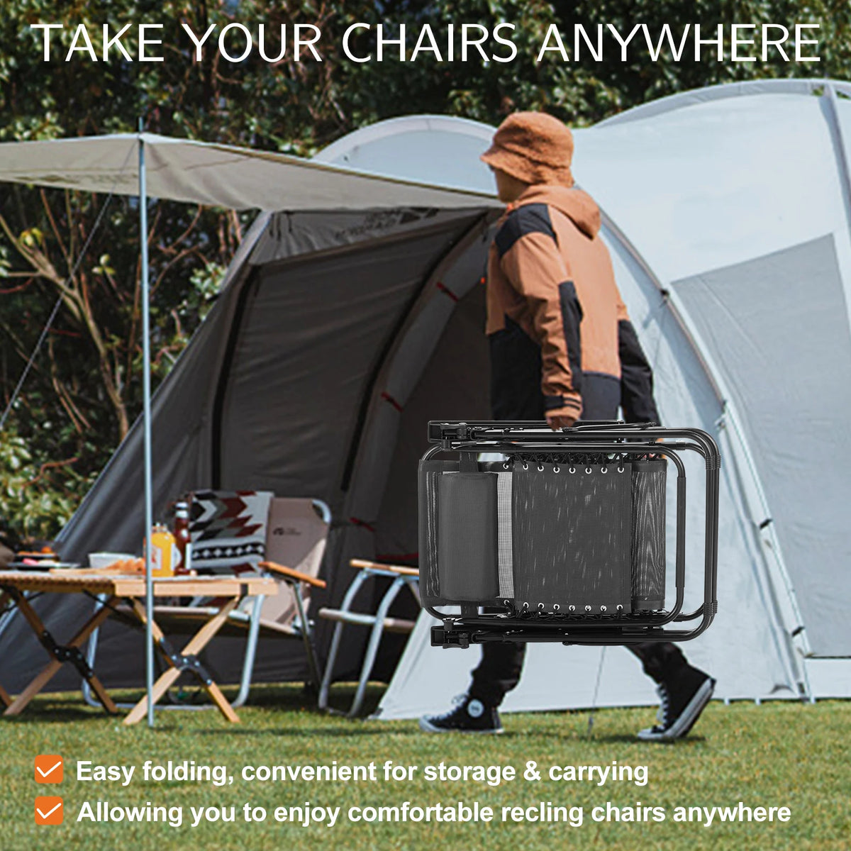 JHK Zero Gravity Recliner With Cup Holder For Outdoor Relaxing