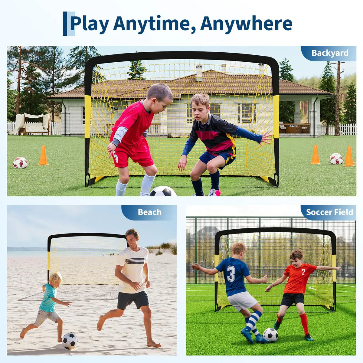 HiMISS Pop Up Soccer Goals Portable Youth Training Kit