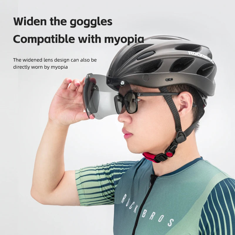 ROCKBROS Lightweight Cycling Helmet With Integrated Protective Goggles