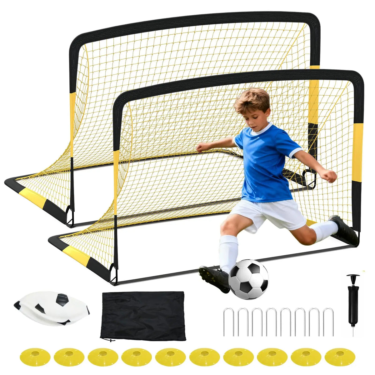 HiMISS Pop Up Soccer Goals Portable Youth Training Kit