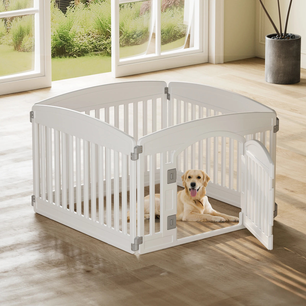 JHK Plastic Dog Playpen Expandable Pet Fence For Indoor Outdoor