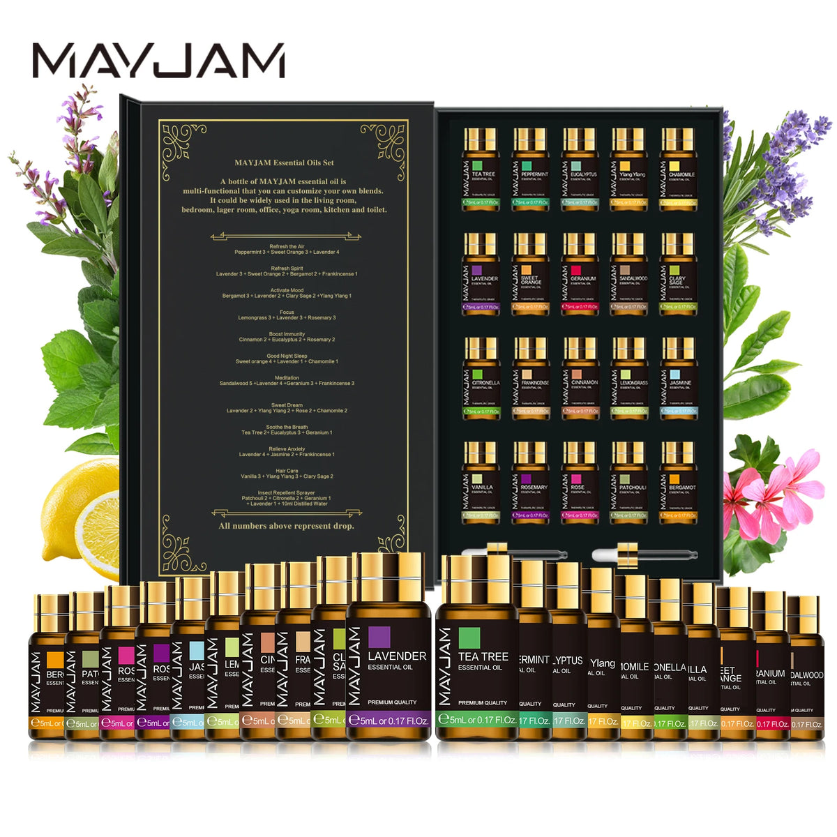 Mayjam Natural Pure Essential Oils Aromatherapy Collection Kit