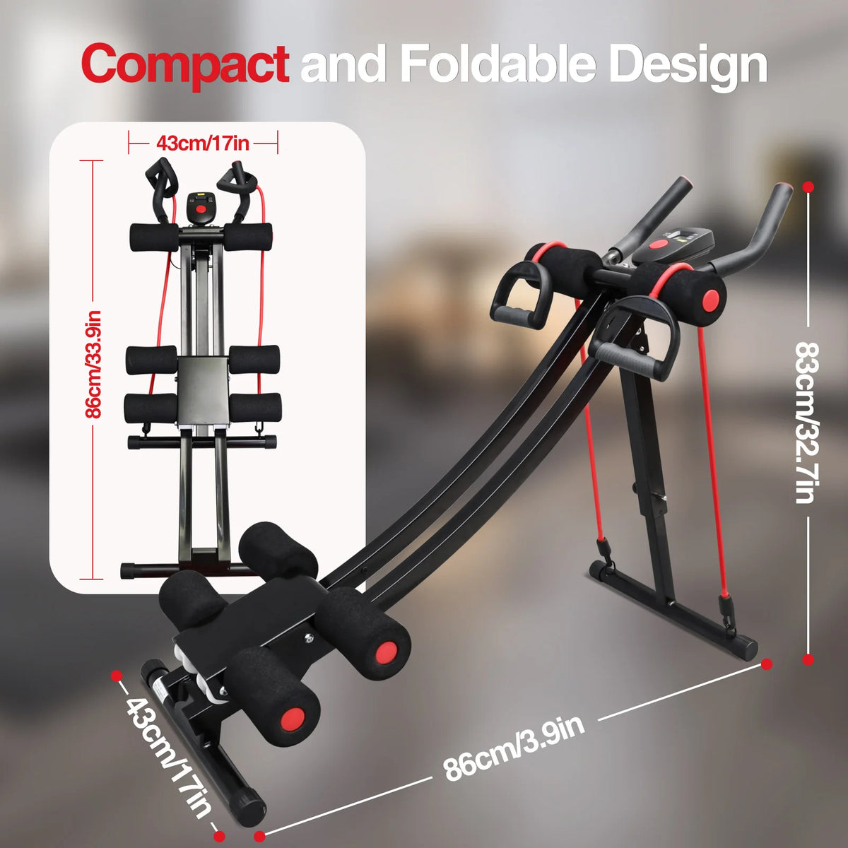 Foldable Ab Machine with LCD Display Core and Abdominal Trainer