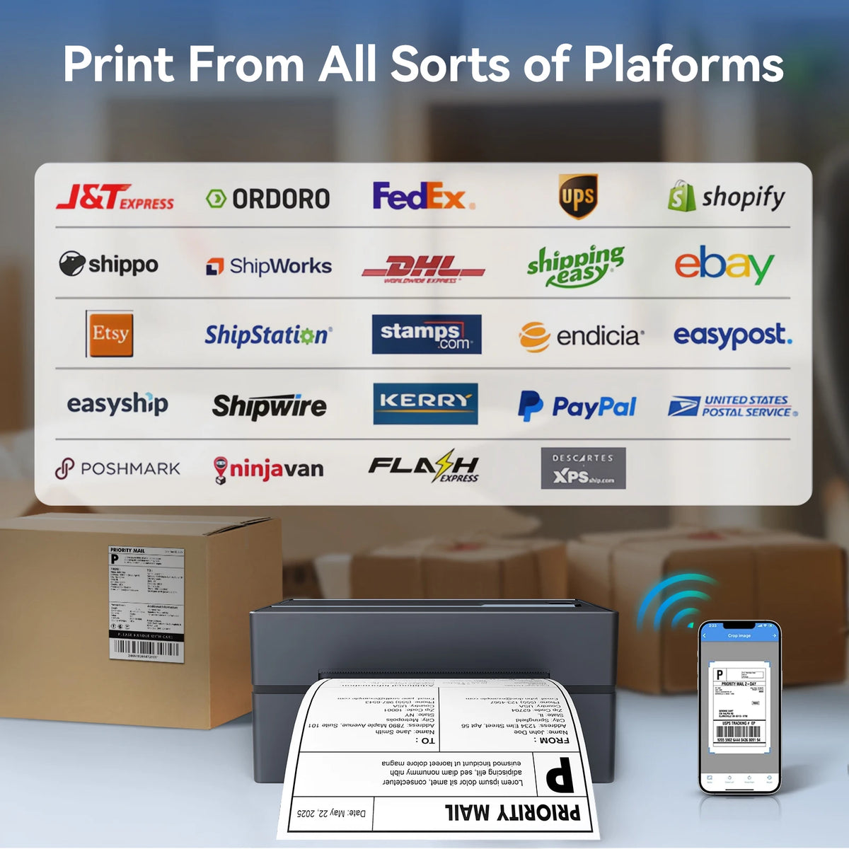 TakeYou Portable Inkless Thermal Shipping Label Printer With Bluetooth