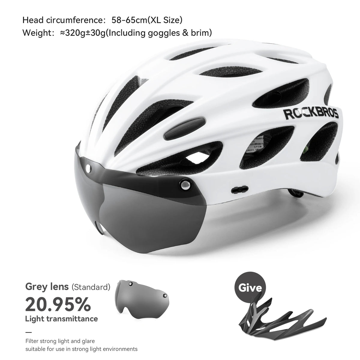 ROCKBROS Lightweight Cycling Helmet With Integrated Protective Goggles