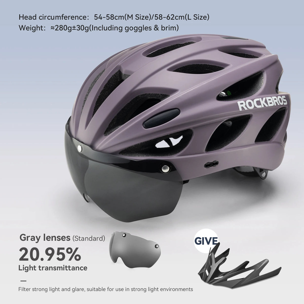 ROCKBROS Lightweight Cycling Helmet With Integrated Protective Goggles