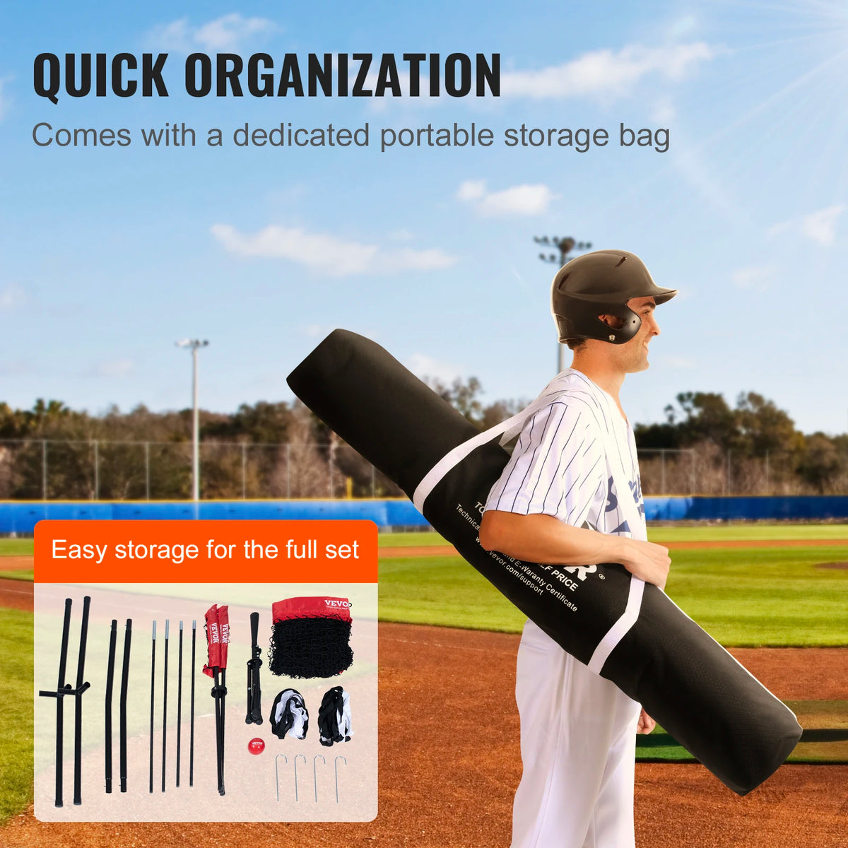 Portable Baseball Softball Backstop Net With Carry Bag Ball Collector