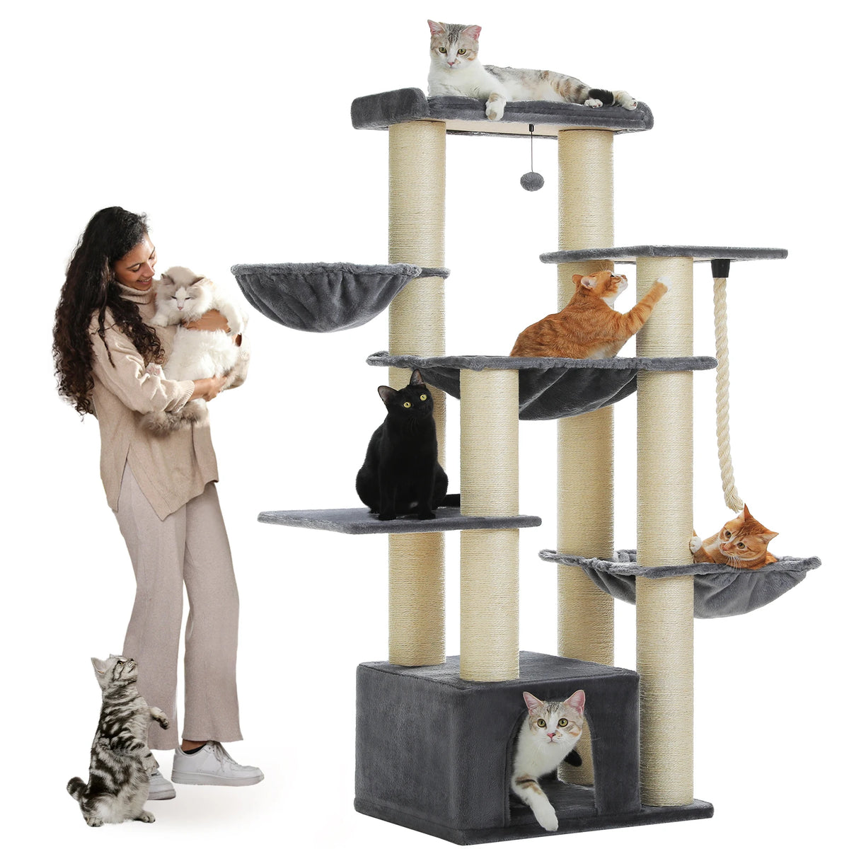 PAWZ Road Multi Level Cat Tower With Sisal Posts Hammock