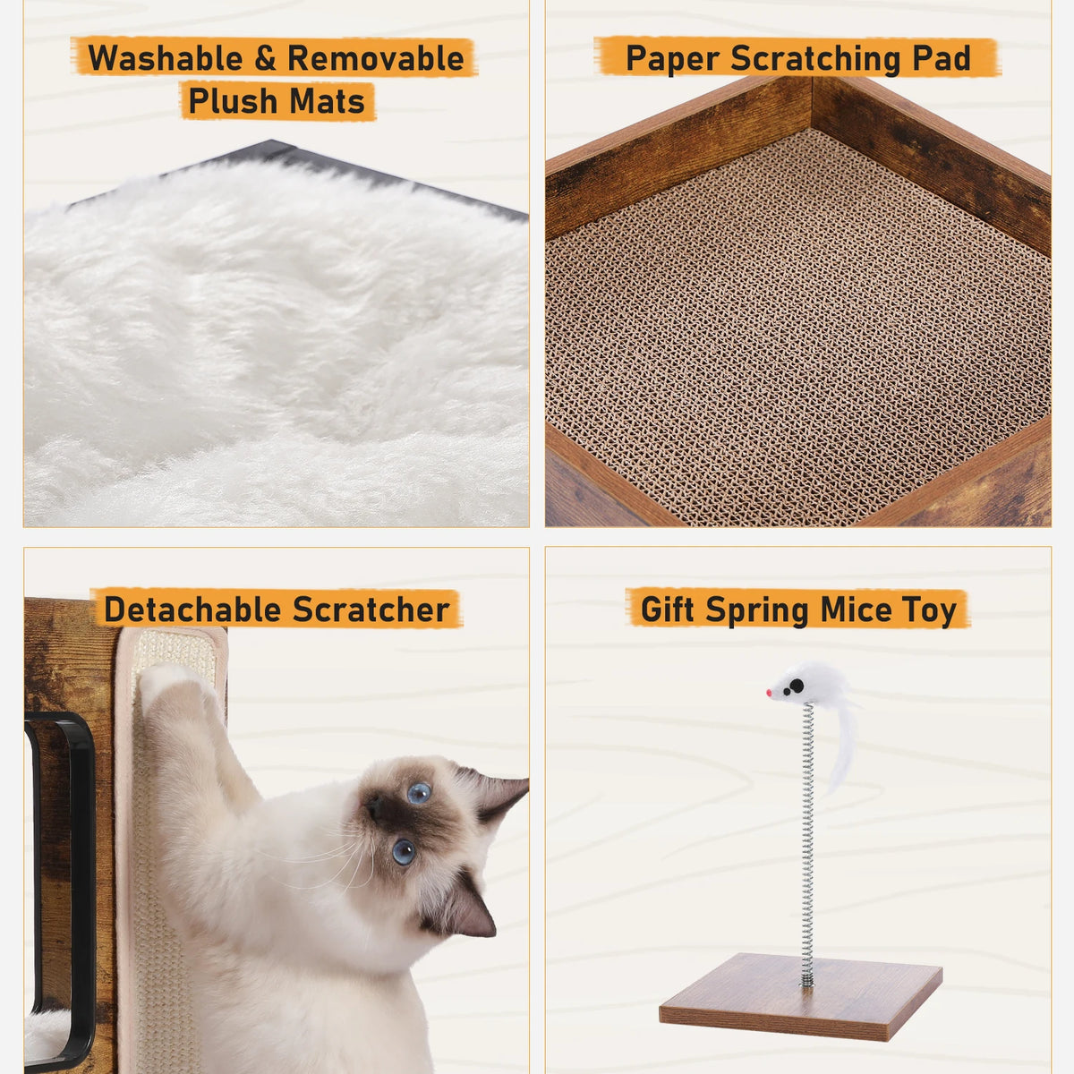 Pawz Road Wood Cat Condo With Integrated Scratching Platform