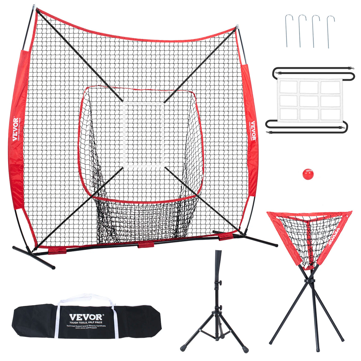 Portable Baseball Softball Backstop Net With Carry Bag Ball Collector
