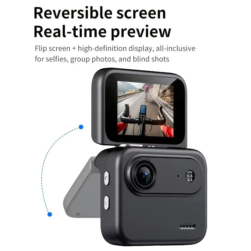 4K Flip Screen Action Camera With Anti Shake Stability