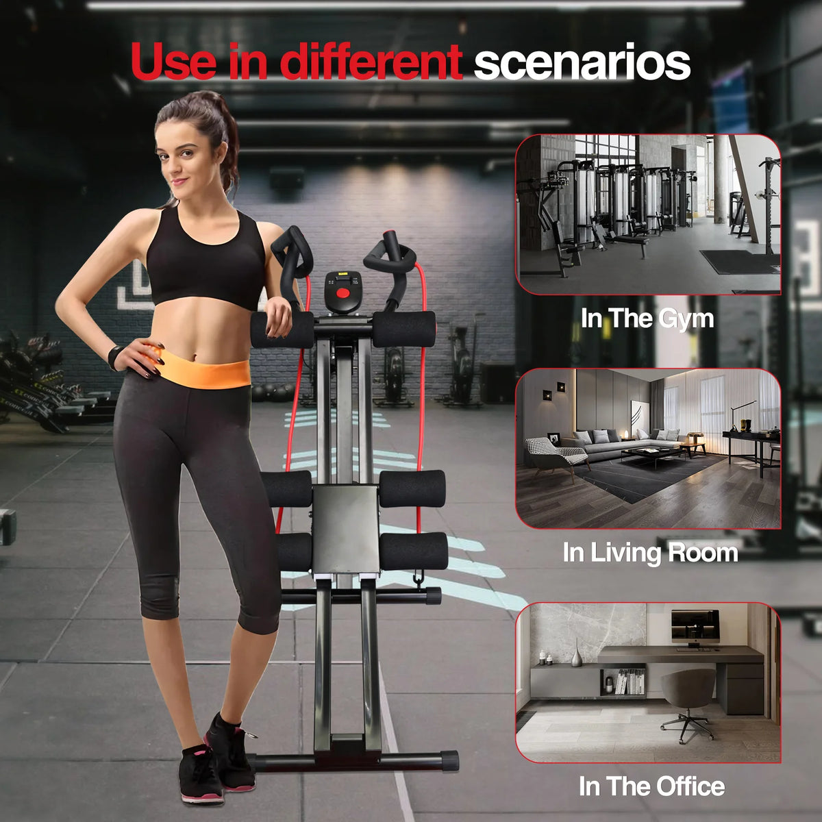 Foldable Ab Machine with LCD Display Core and Abdominal Trainer