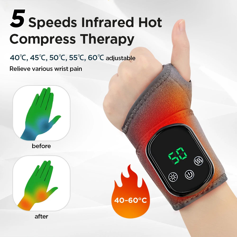 Agdoad Electric Heating Wrist Massager Vibration Brace Carpal Relief