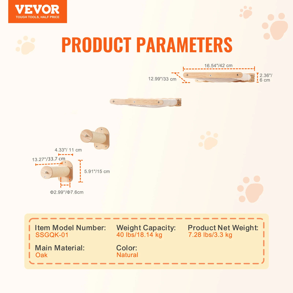 SucceBuy Wall Mounted Cat Shelves With Durable Wood Perches
