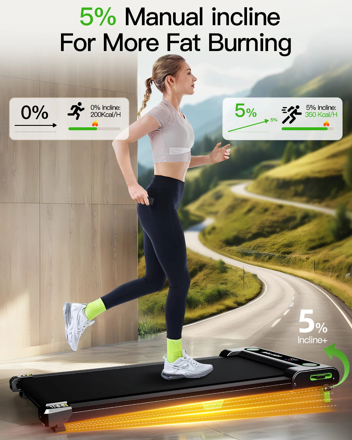 Akluer Portable Under Desk Treadmill With Led Display And Incline