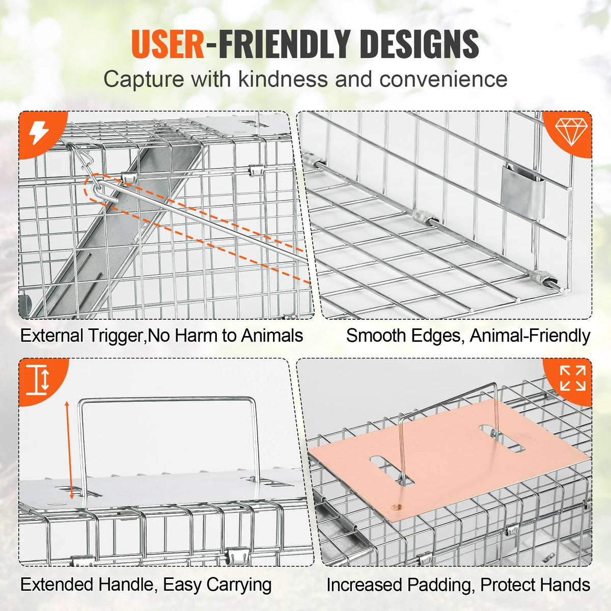 Humane Metal Live Animal Cage Trap For Rodents Cats Rabbits Squirrels
