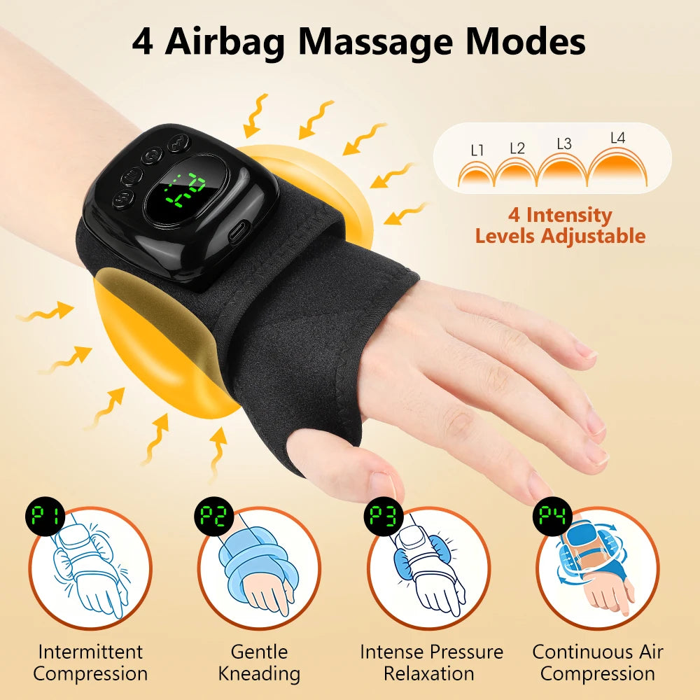 Hailicare Cordless Air Compression Wrist Massager With Heat Therapy