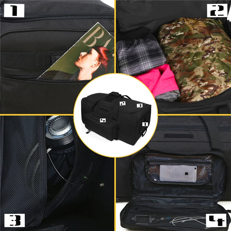 Q Brand Wheeled Tactical Duffel Bag For Heavy Camping Gear