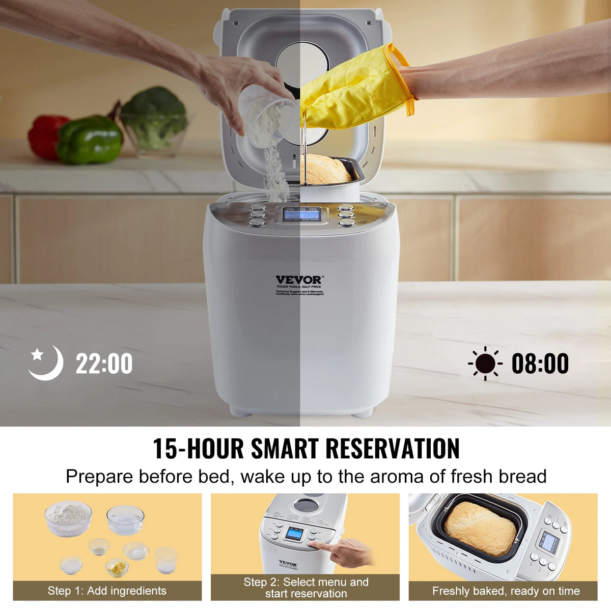 SucceBuy 15 Function Automatic Bread Maker With Gluten Free Setting