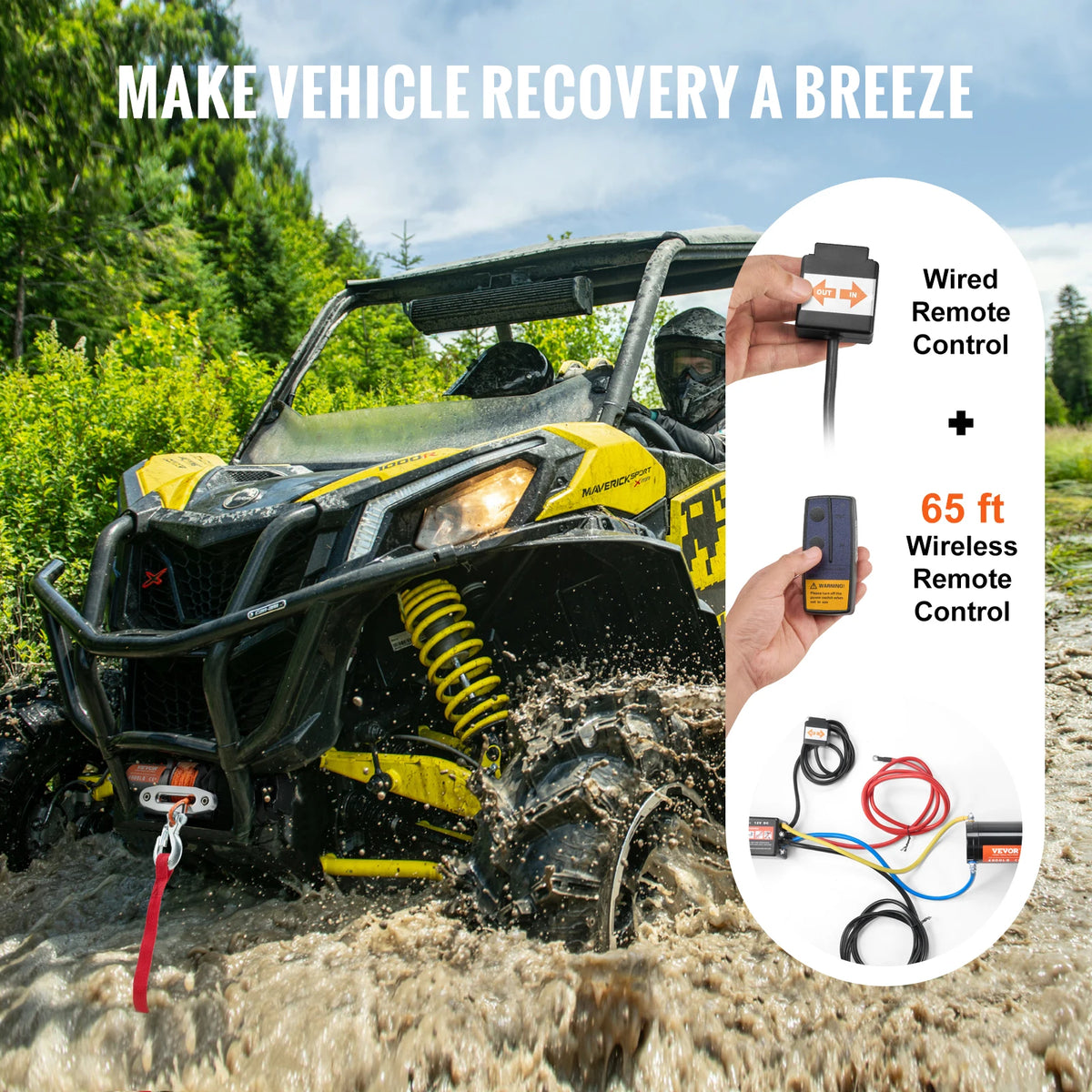 SucceBuy ATV UTV Electric Winch With Wired And Wireless Remote Control