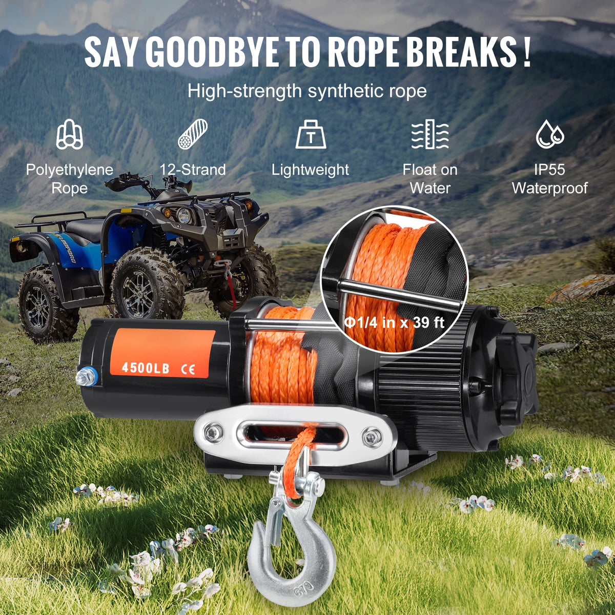 SucceBuy ATV UTV Electric Winch With Wired And Wireless Remote Control