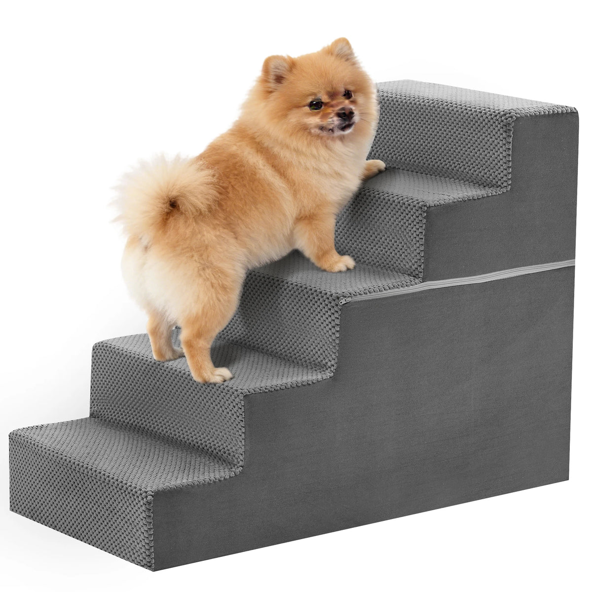 JHK Curved Foam Dog Stair Ramp For Easy Indoor Access