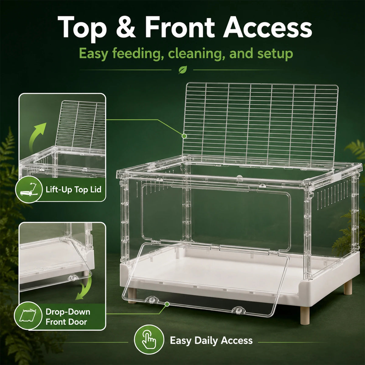Foldable Acrylic Reptile Terrarium With Clear Ventilation For Pets