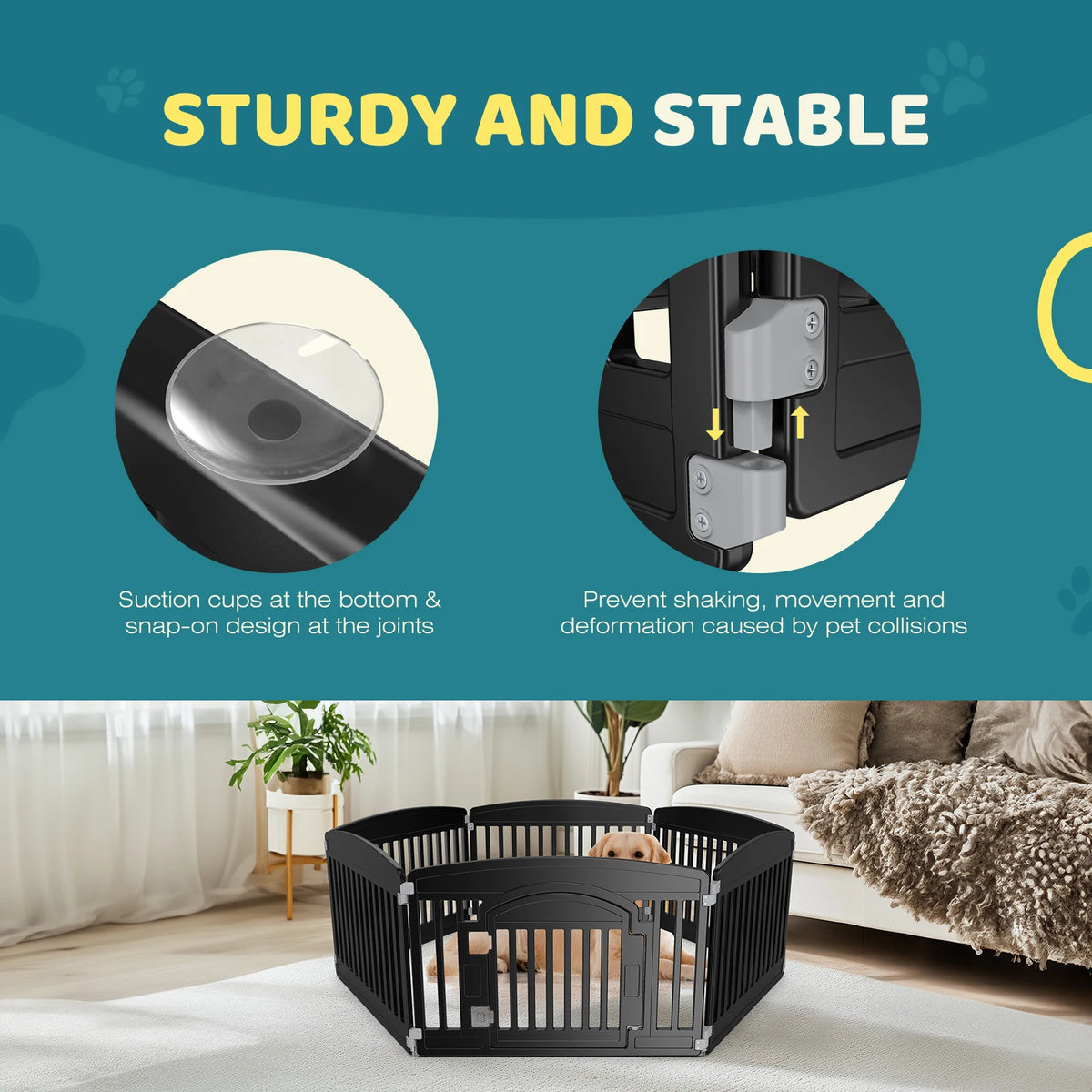 JHK Plastic Dog Playpen Expandable Pet Fence For Indoor Outdoor