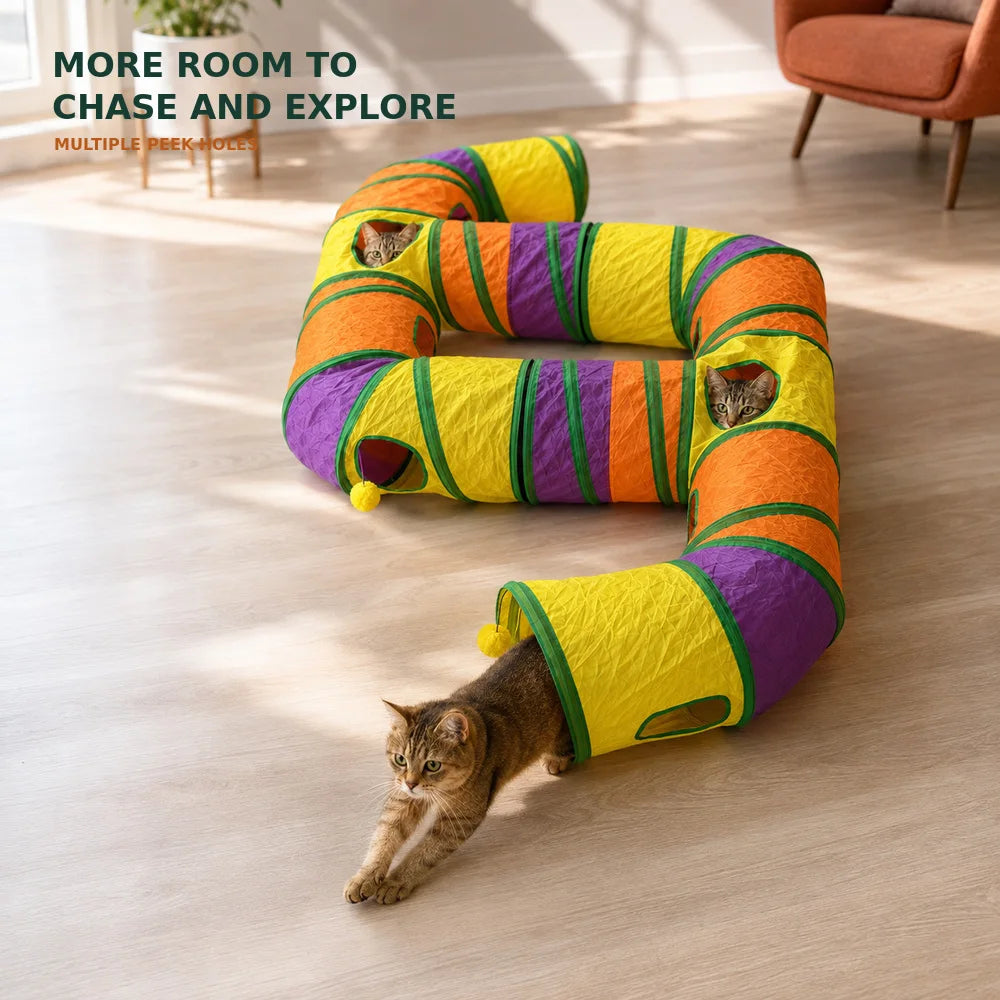 Zoe Foldable Connectable Cat Tunnel Maze With Interactive Toys
