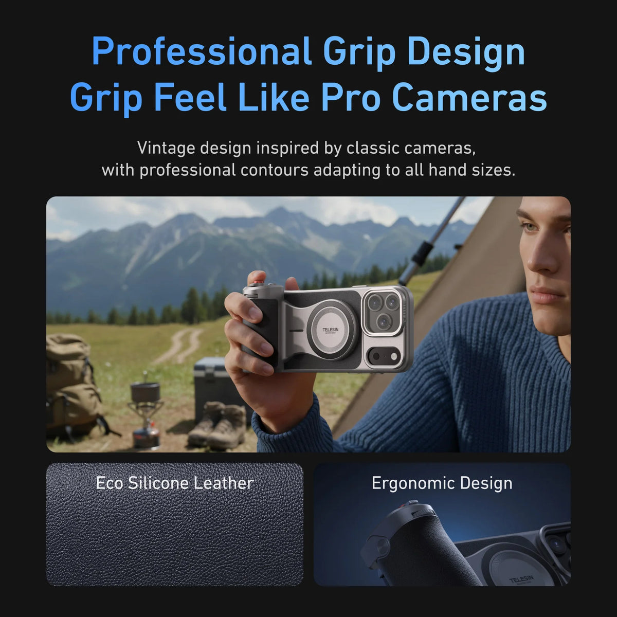 TELESIN Master Grip Phone Camera Holder With Wireless Charging