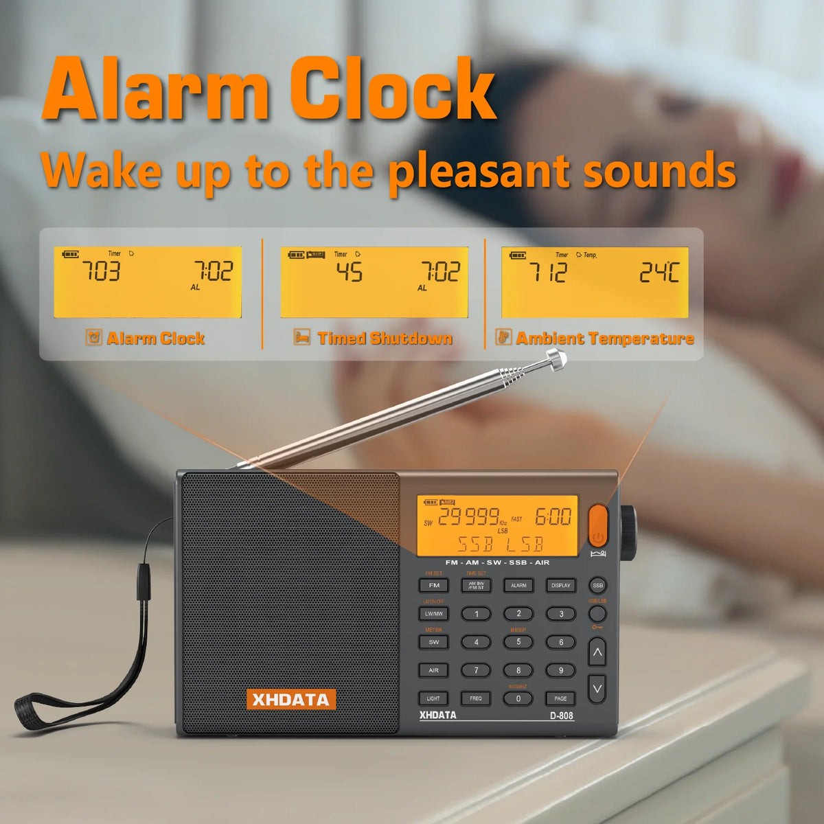 XhDATA D-808 Full Band Portable Radio With Stereo Audio