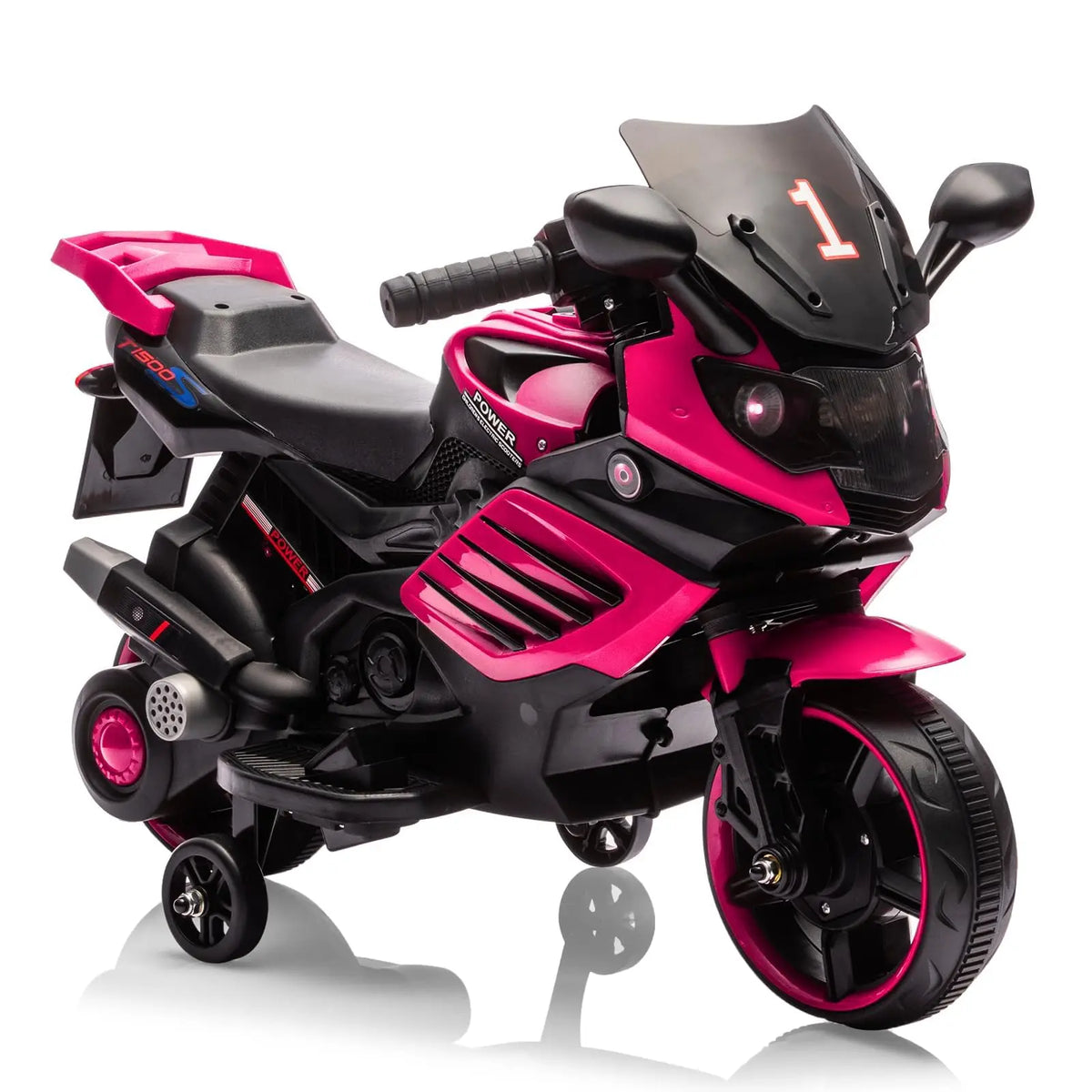 HiMiss Kids Ride On Motorcycle With Training Wheels And Music
