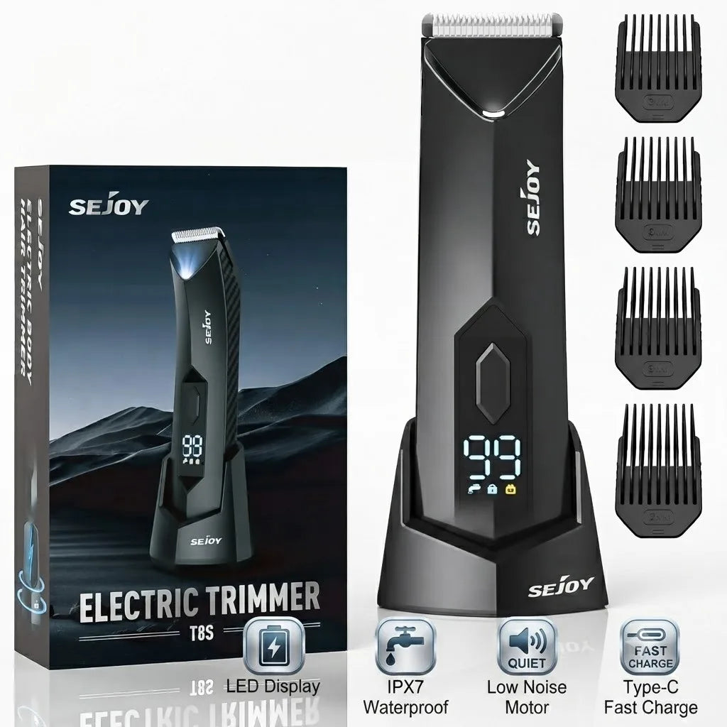 Sejoy Waterproof Electric Body Hair Trimmer With LED Display