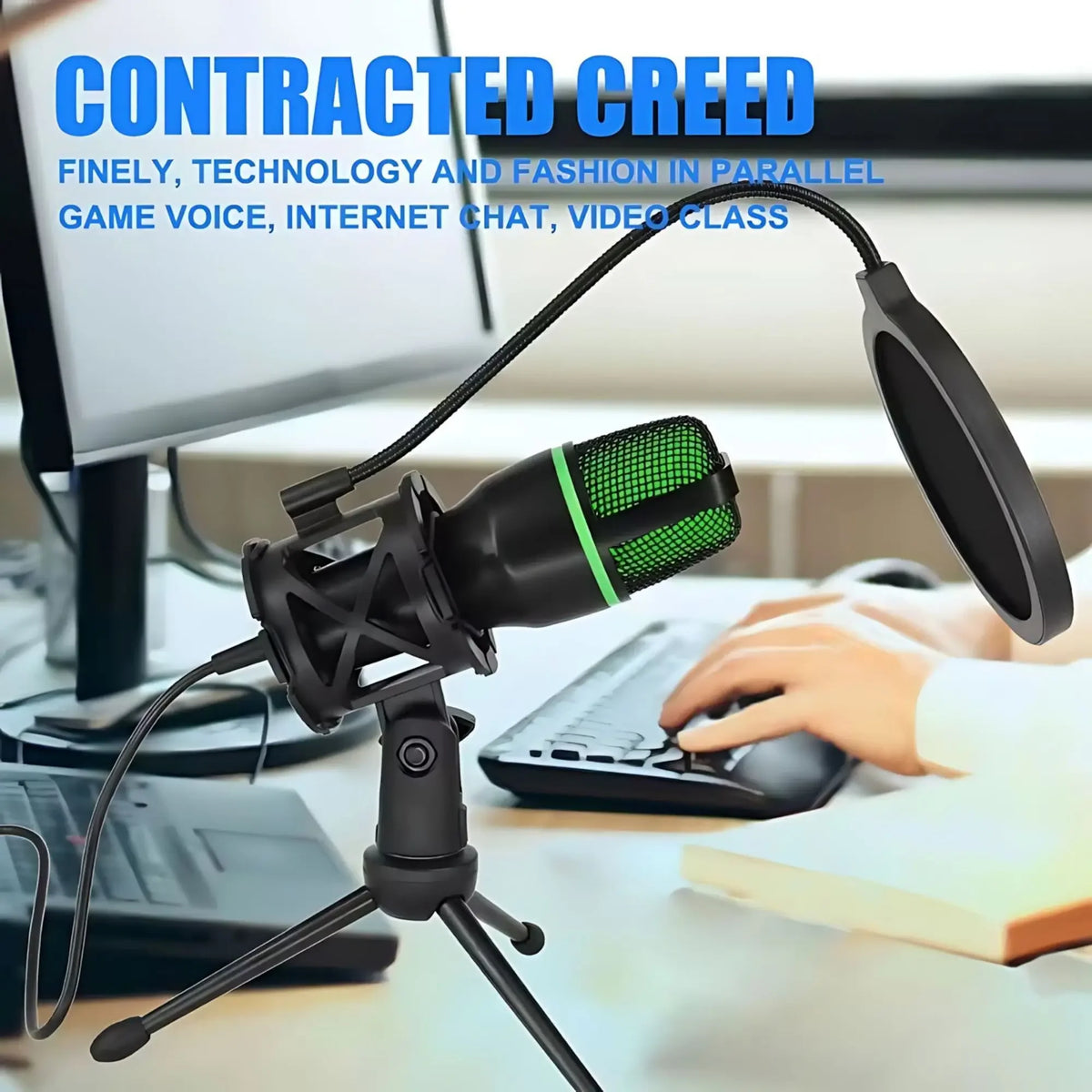 Stonego Usb Condenser Microphone With Rgb Tripod And Mute Button