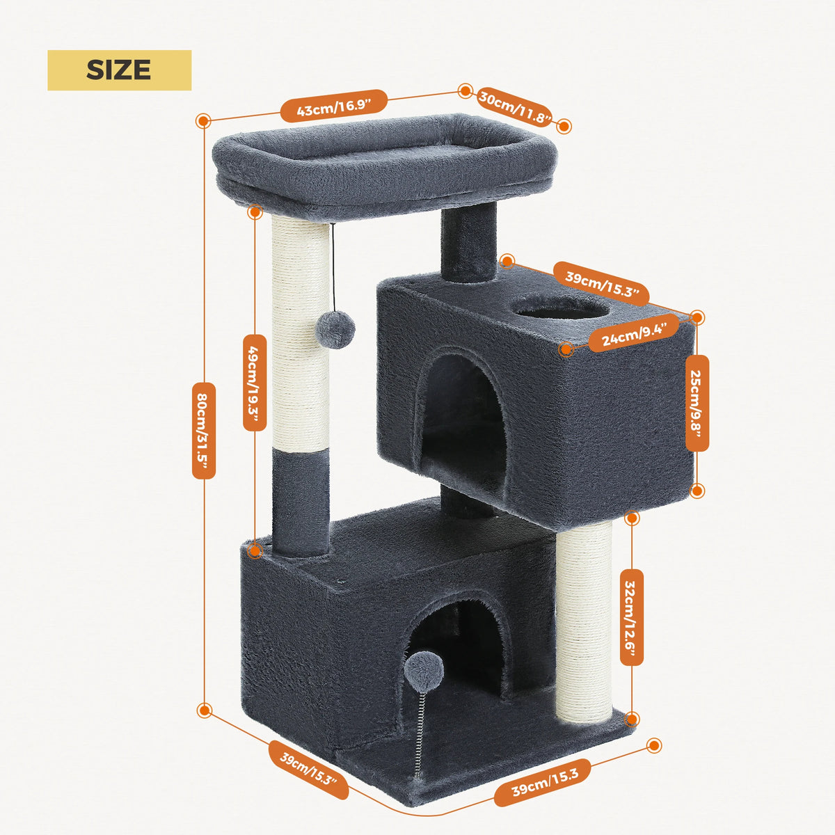 PAWZ Road Multi Level Cat Tower With Sisal Scratching Post