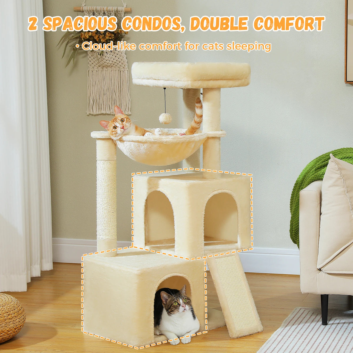 PAWZ Road Multi Level Cat Tower With Sisal Scratching Post