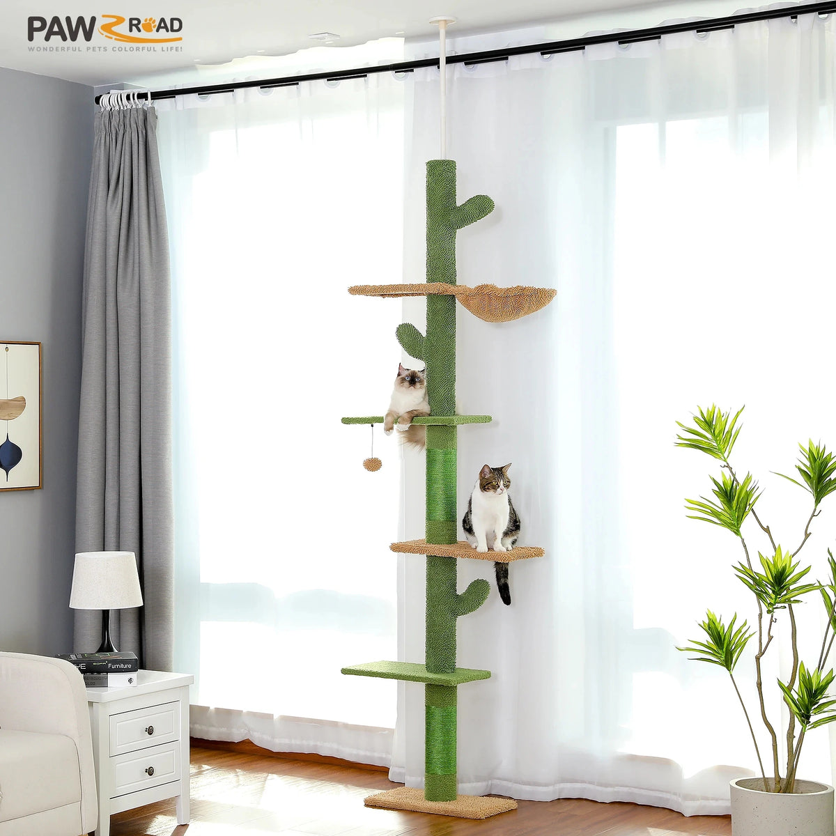 PAWZ Road 5-Tier Floor-to-Ceiling Cat Tree Scratcher