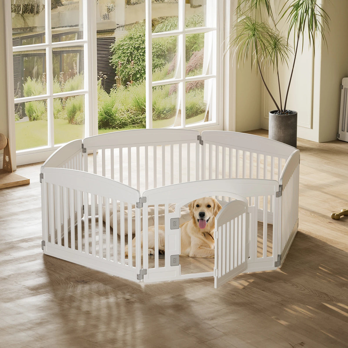 JHK Plastic Dog Playpen Expandable Pet Fence For Indoor Outdoor