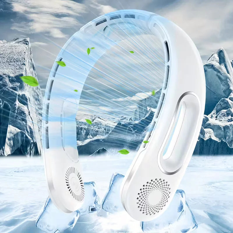 Portable USB Rechargeable Bladeless Neck Fan With Four Speed Settings