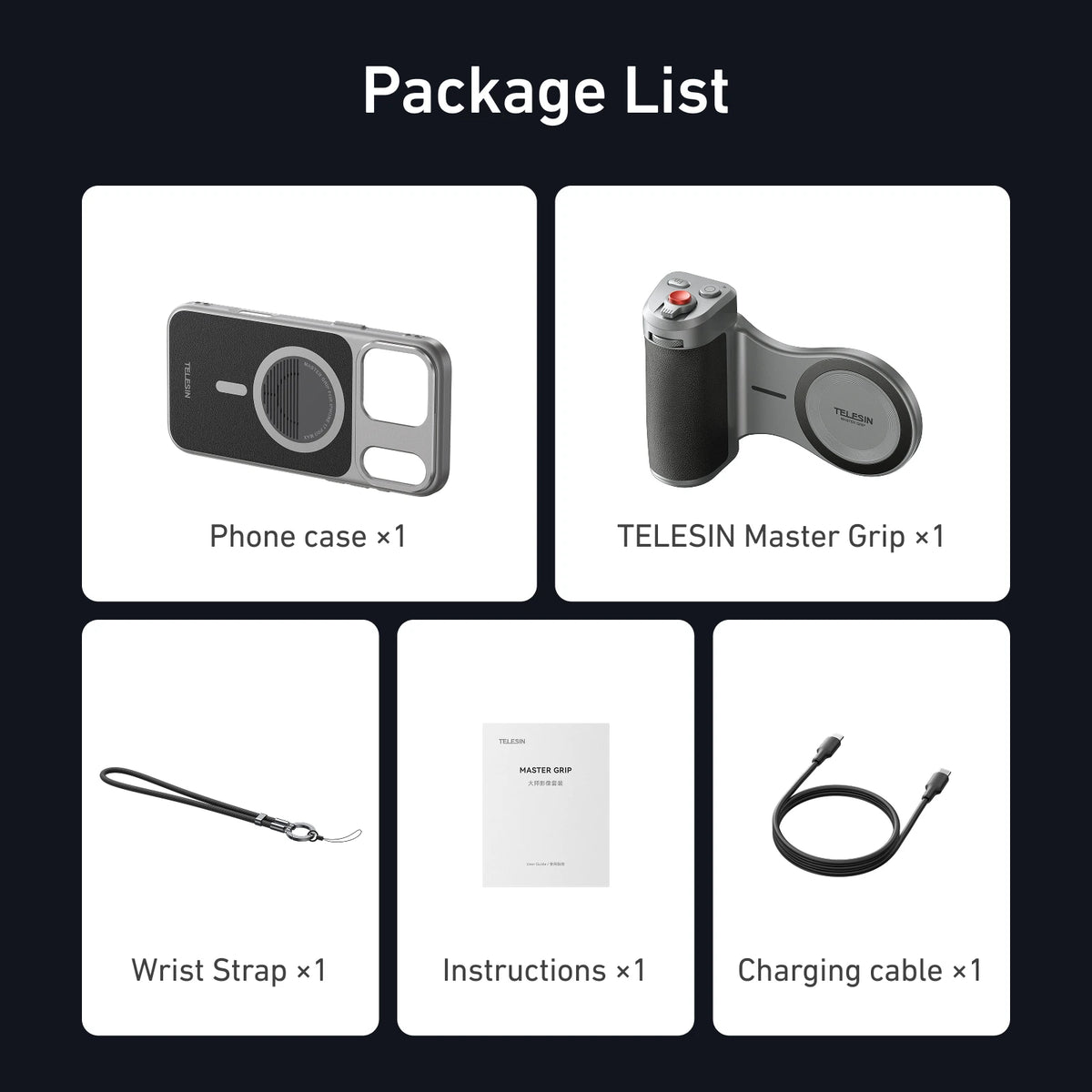 TELESIN Master Grip Phone Camera Holder With Wireless Charging