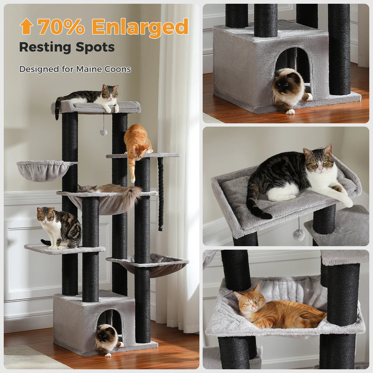 PAWZ Road Multi Level Cat Tower With Sisal Posts Hammock
