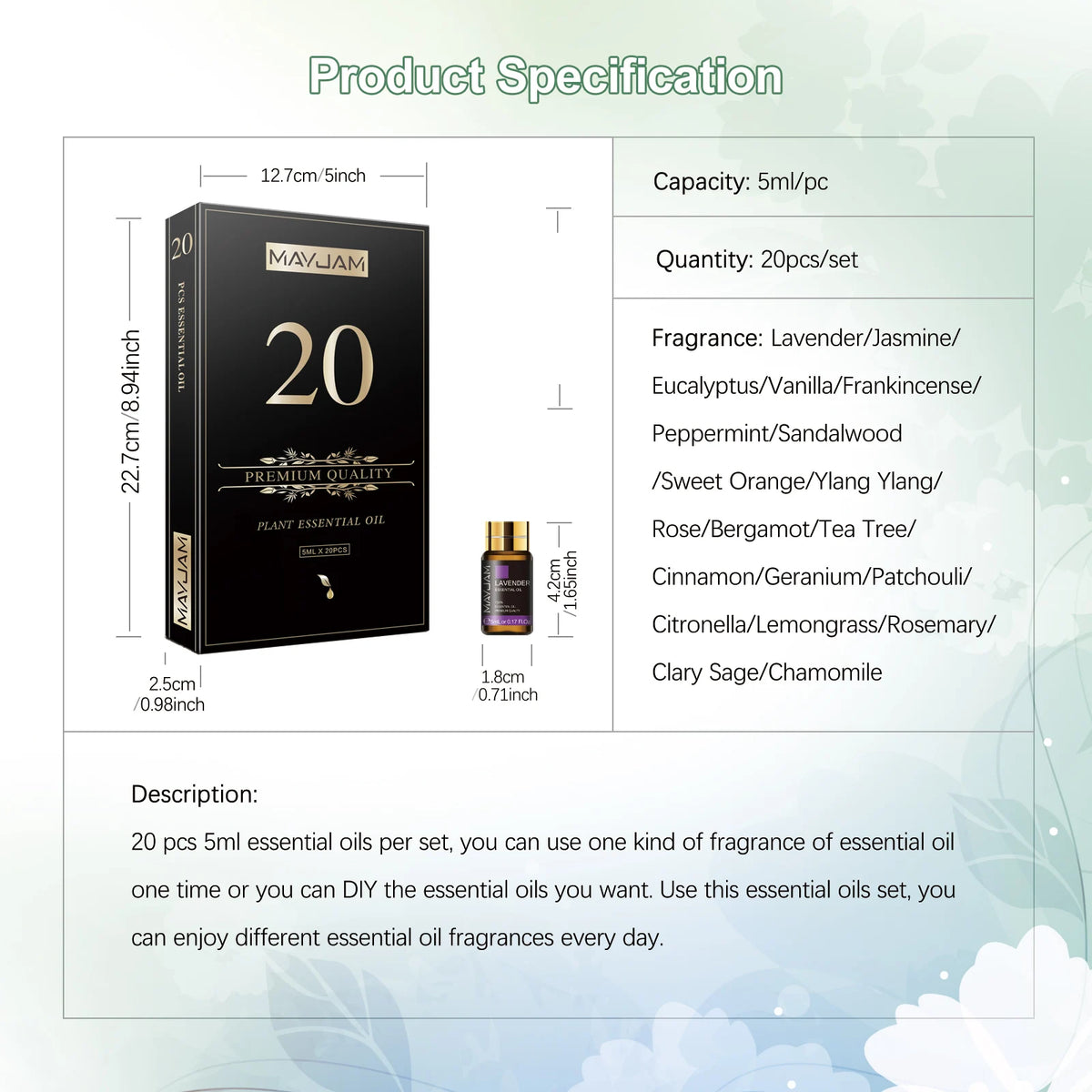 Mayjam Natural Pure Essential Oils Aromatherapy Collection Kit
