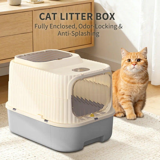 Fully Enclosed Cat Litter Box With Removable Filter Tray