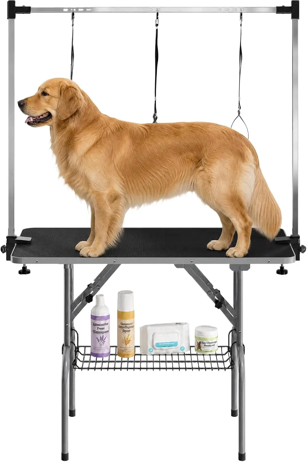 Garvee Stainless Steel Foldable Dog Grooming Table With Arm Basket