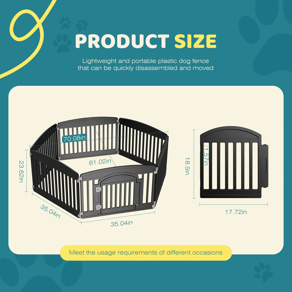 JHK Plastic Dog Playpen Expandable Pet Fence For Indoor Outdoor