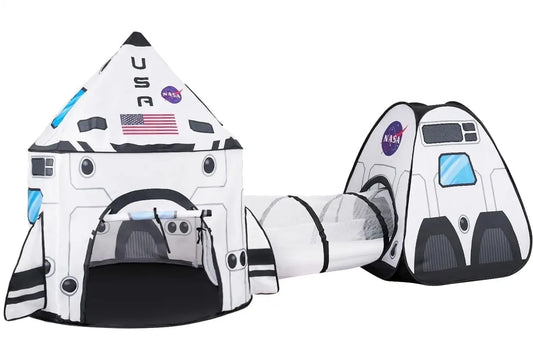 Joyfy Kids Rocket Ship Tent With Tunnel For Imagination Building