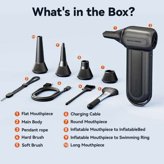 WOLFBOX Cordless Air Blower And Duster For Home And Car